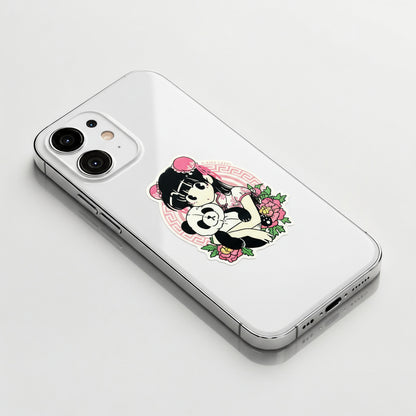 Cute Girl with Panda ✦ B-Side Label Sticker