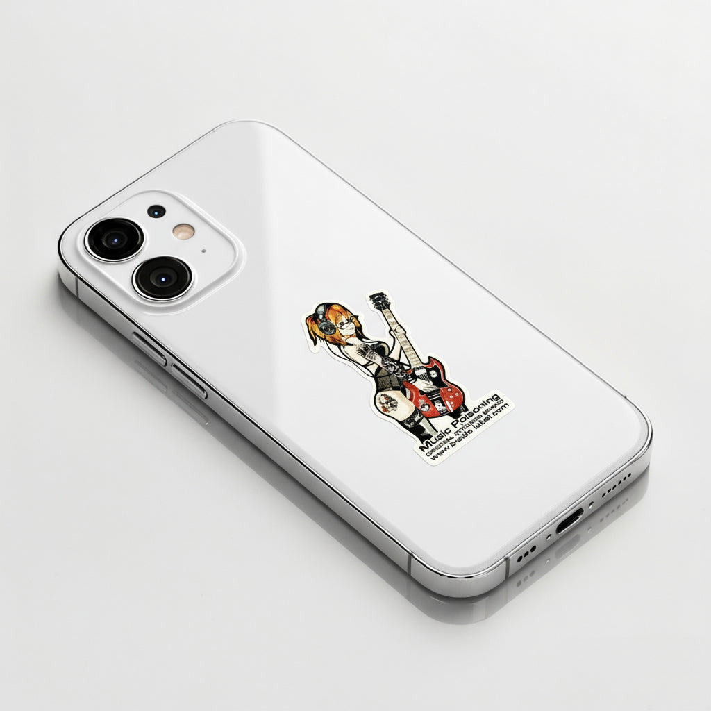 Tattooed Guitar Girlie ✦ B-Side Label Sticker