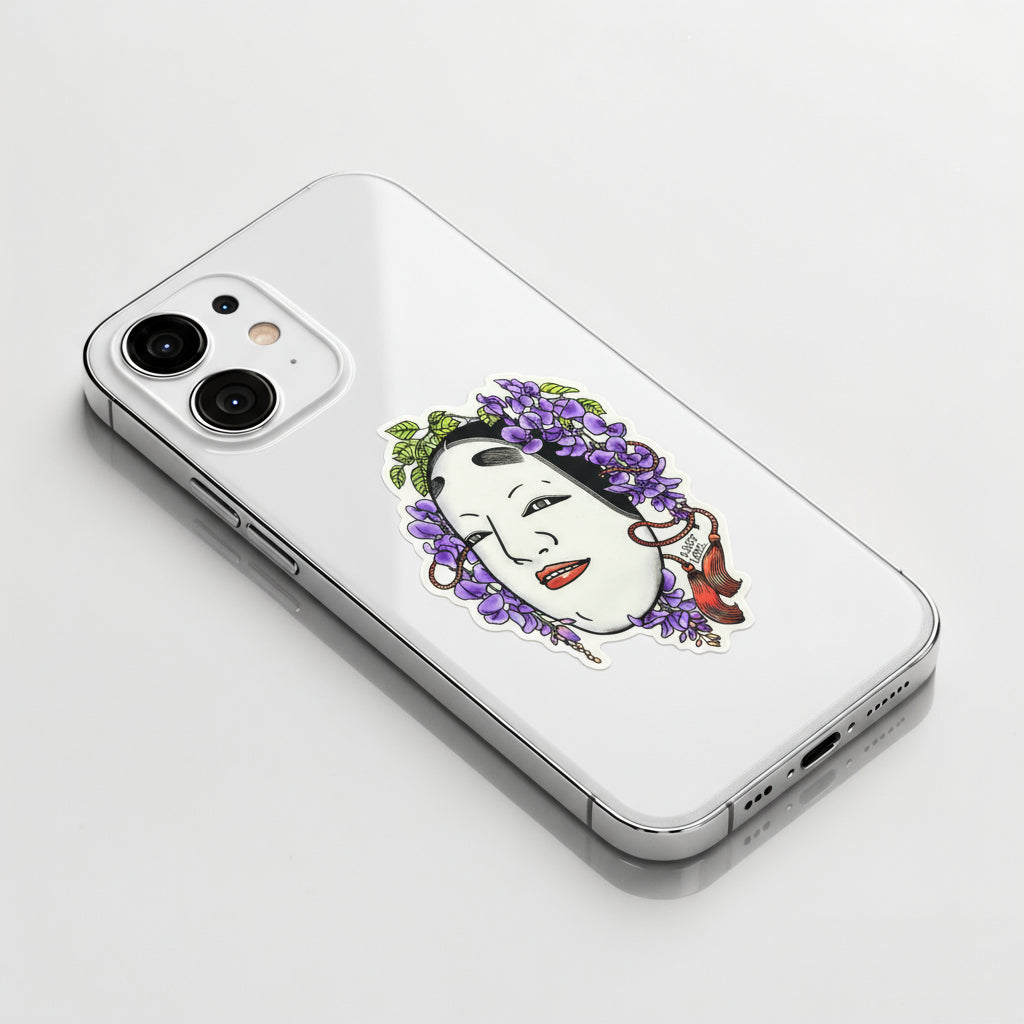 Noh Mask & Wisteria ✦ B-Side Label Sticker