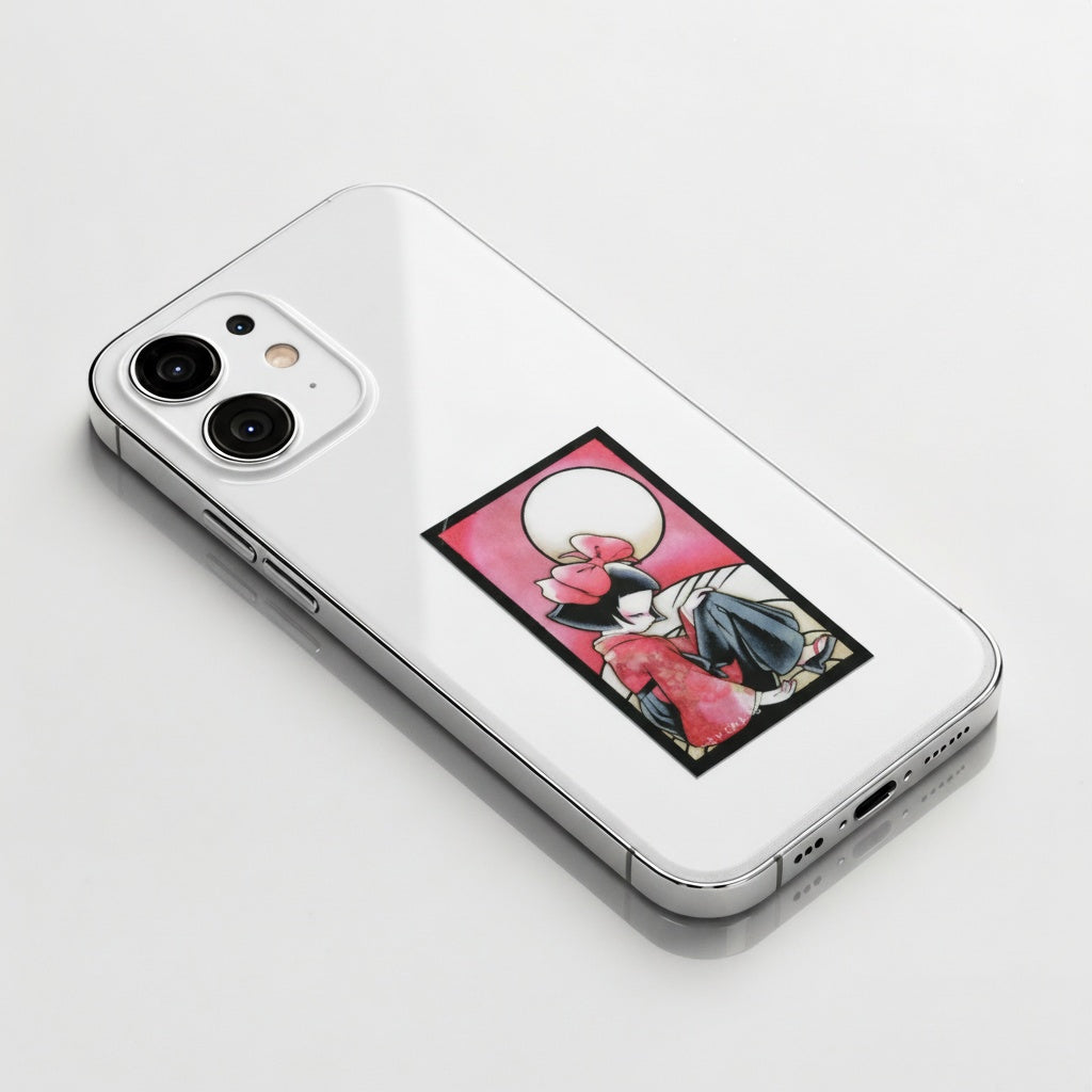 Sleepy Moonlight Kimono Girl ✦ B-Side Label Sticker