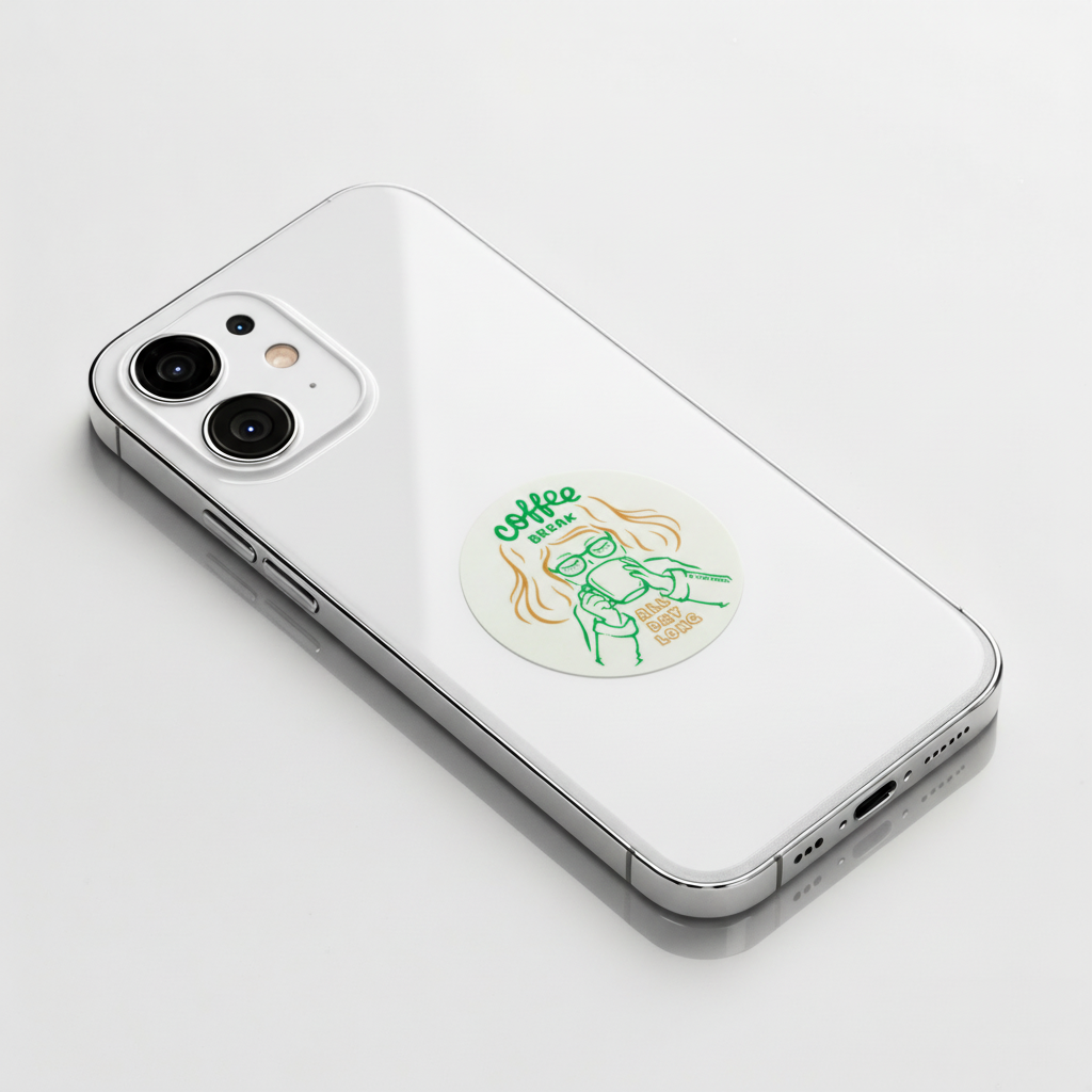 Serene Coffee Break Moment ✦ B-Side Label Sticker