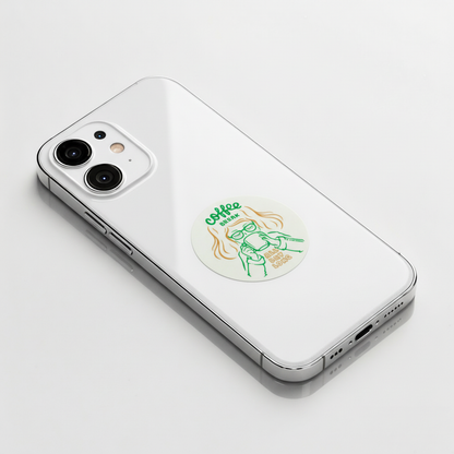 Serene Coffee Break Moment ✦ B-Side Label Sticker