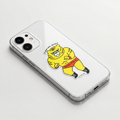 Retro Tiger Wrestler ✦ B-Side Label Sticker