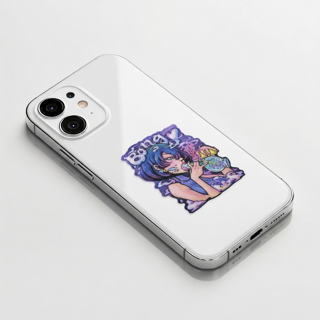 Psychedelisches Bong-Hit Girlie ✦ B-Side Label Sticker