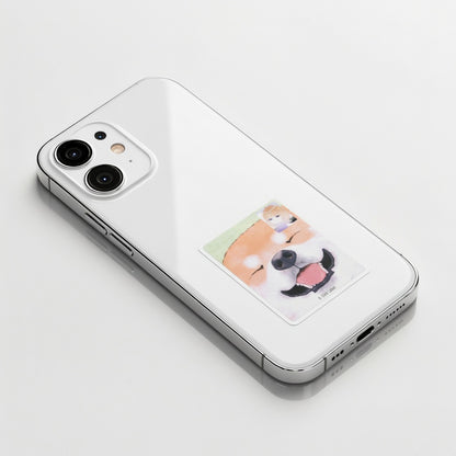 Shiba Inu & Mädchen Face-Time ✦ B-Side Label Aufkleber