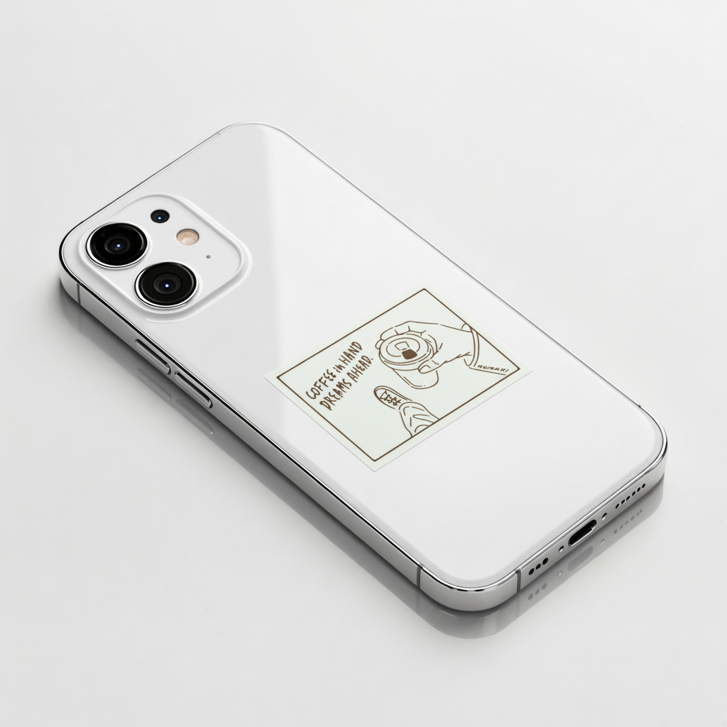 Coffee in Hand, Dreams Ahead ✦ B-Side Label Sticker