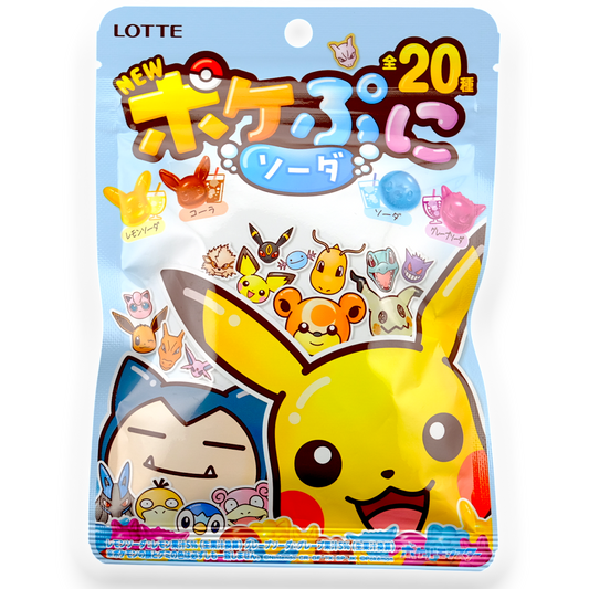 Pokemon trading card game packaging with Pikachu and other characters, featuring the brand 'Lotte'.