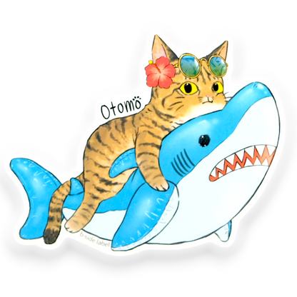 Hawaiian Cat Shark Floatie ✦ B-Side Label Sticker