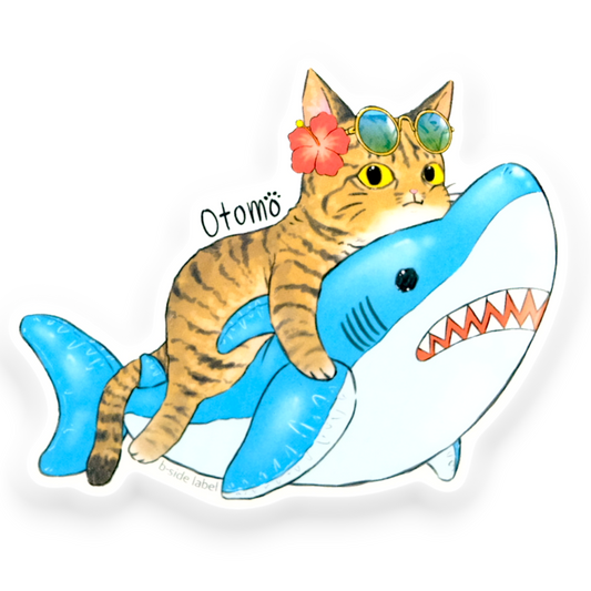 Hawaiian Cat Shark Floatie ✦ B-Side Label Sticker