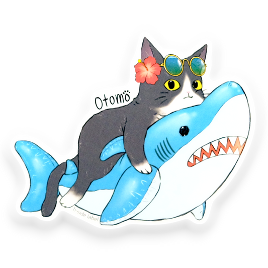 Hawaiian Cat Shark Floatie ✦ B-Side Label Sticker