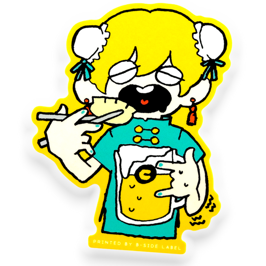 Beer & Gyoza Girlie ✦ B-Side Label Sticker