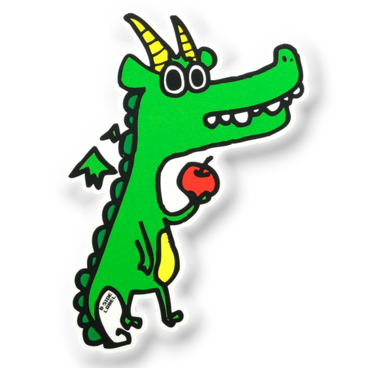 Goofy Dragon & Apple ✦ B-Side Label Sticker