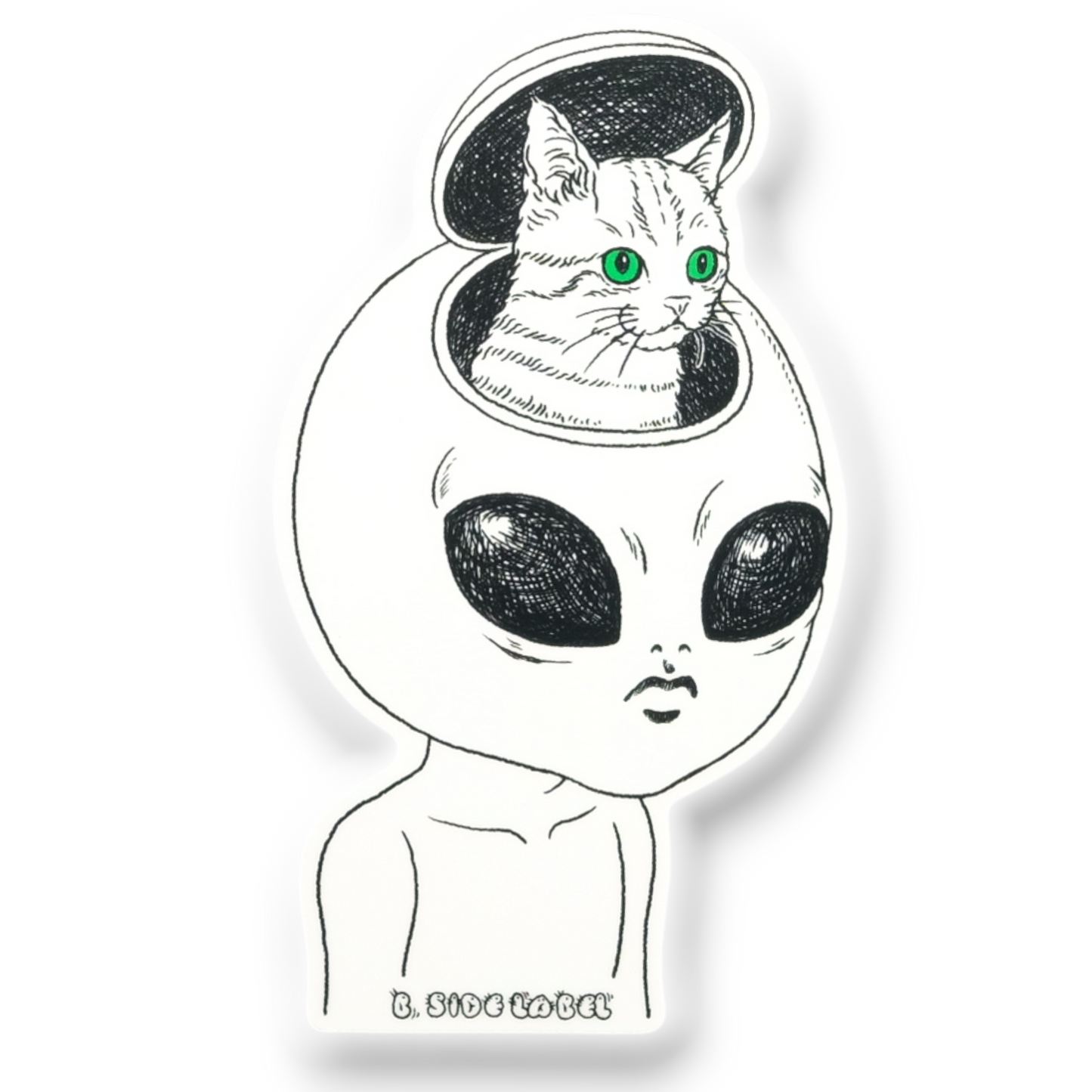 Cat Alien Abduction ✦ B-Side Label Sticker