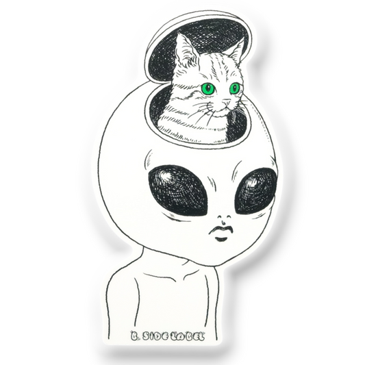 Cat Alien Abduction ✦ B-Side Label Sticker