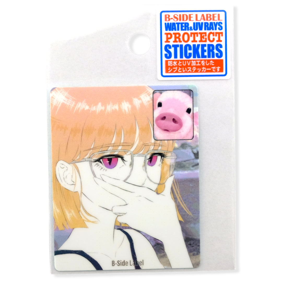 Girl & Pig Face-Time ✦ B-Side Label Sticker