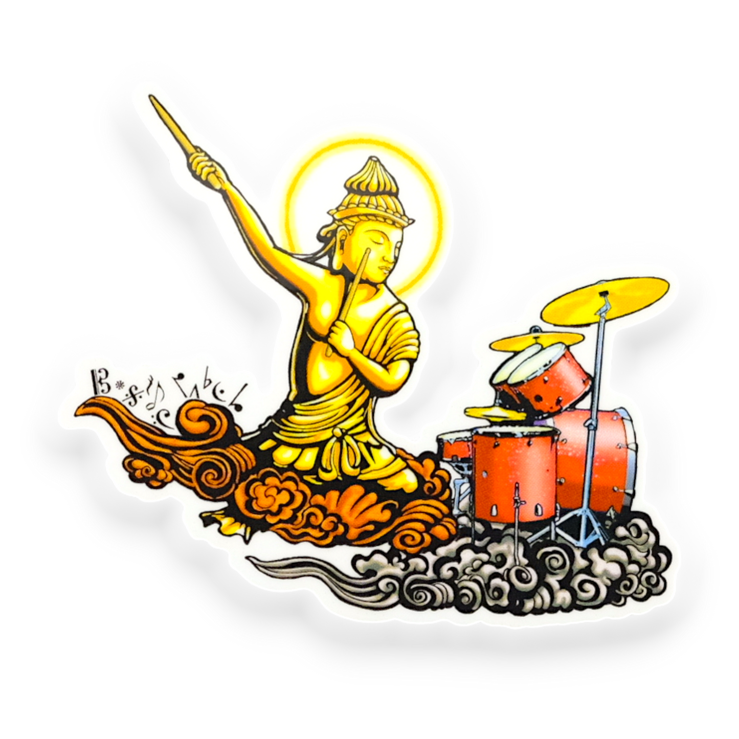 Golden Drummer Deity ✦ B-Side Label Sticker