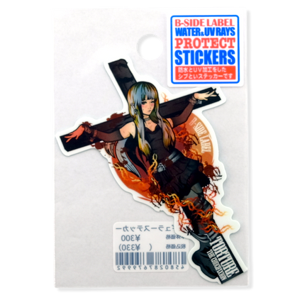 Chica, Cruz y Llamas ✦ Pegatina B-Side Label