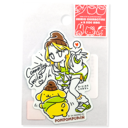 Sanrio Pompompurin y chica ✦ Pegatina B-Side Label