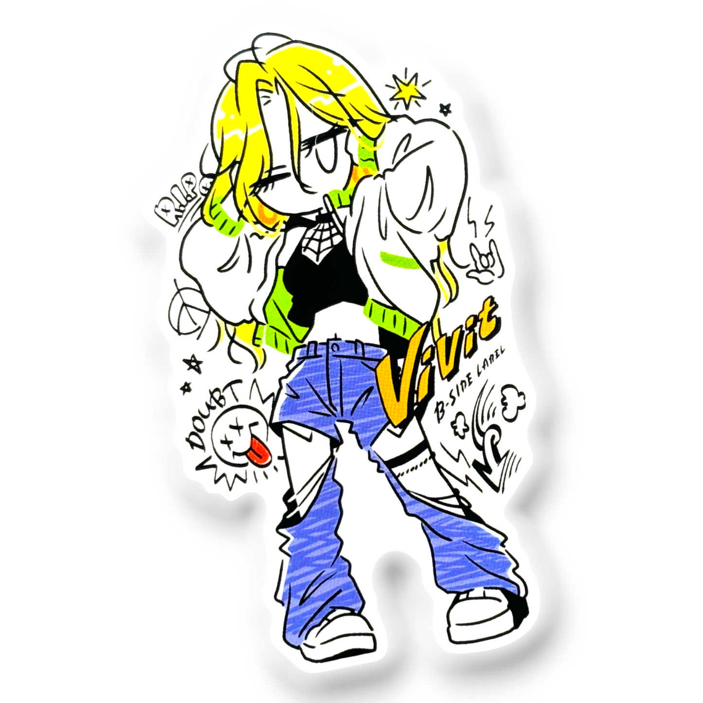 Fashionable Blonde Girlie ✦ B-Side Label Sticker