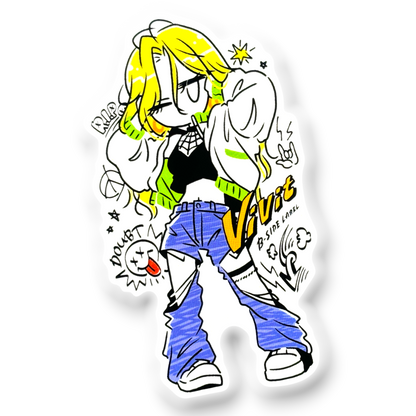Fashionable Blonde Girlie ✦ B-Side Label Sticker