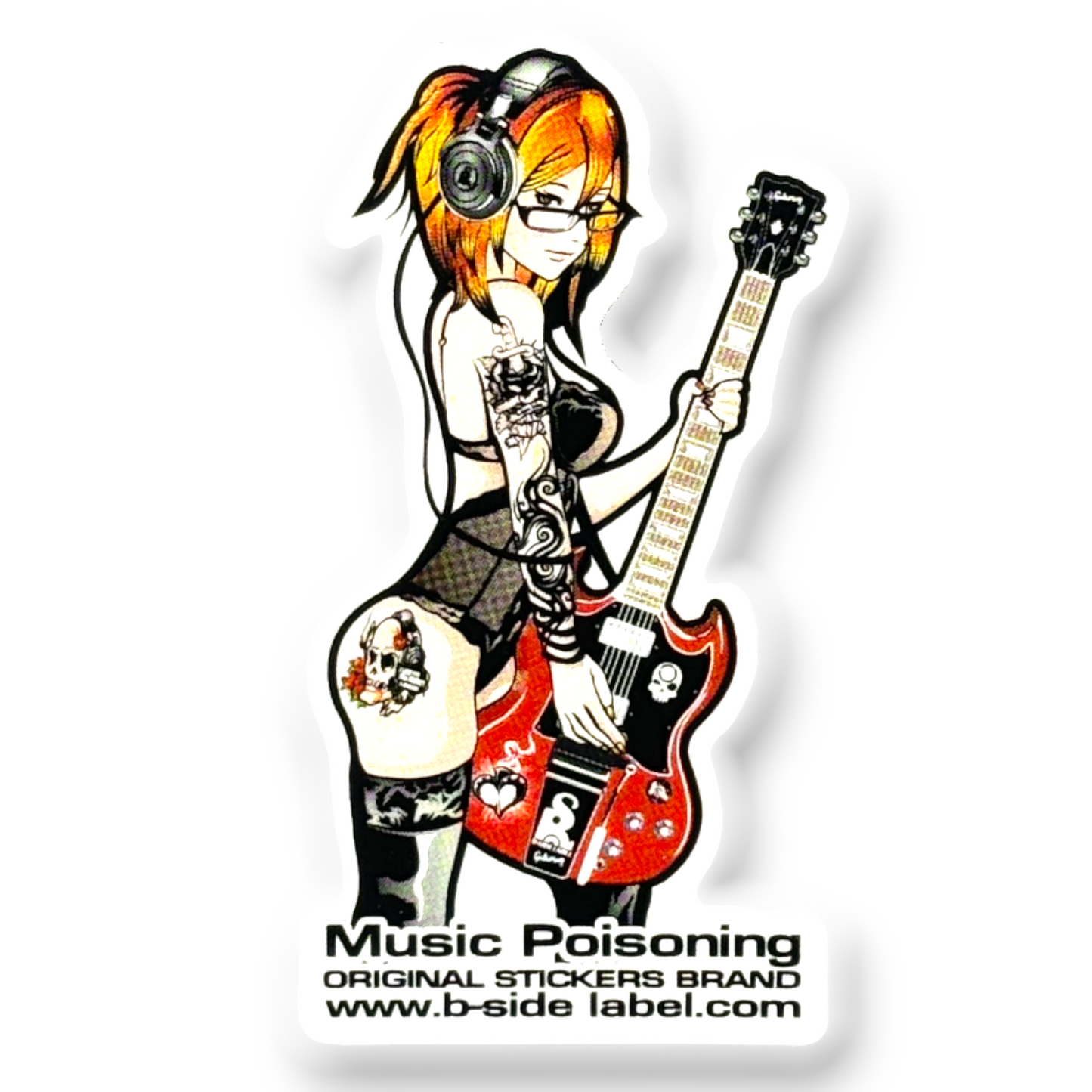 Tattooed Guitar Girlie ✦ B-Side Label Sticker