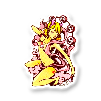 Pink Ribbon Raijin ✦ B-Side Label Sticker — visually confirmed original from the sticker folder