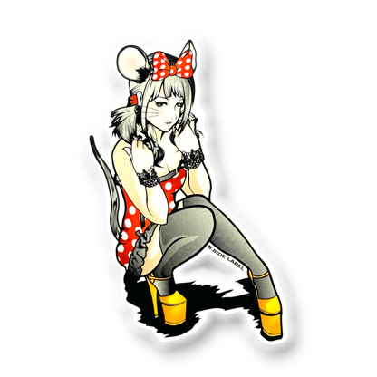 Mouse Girl Red Polka Dot  ✦ B-Side Label Sticker — visually confirmed original from the sticker folder