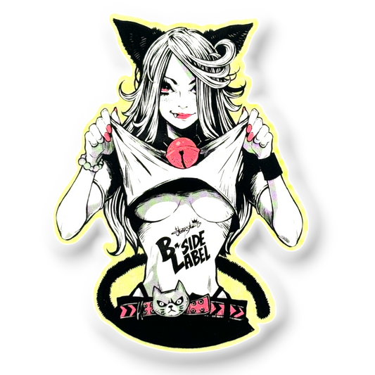 Playful Cat Girl ✦ B-Side Label Sticker