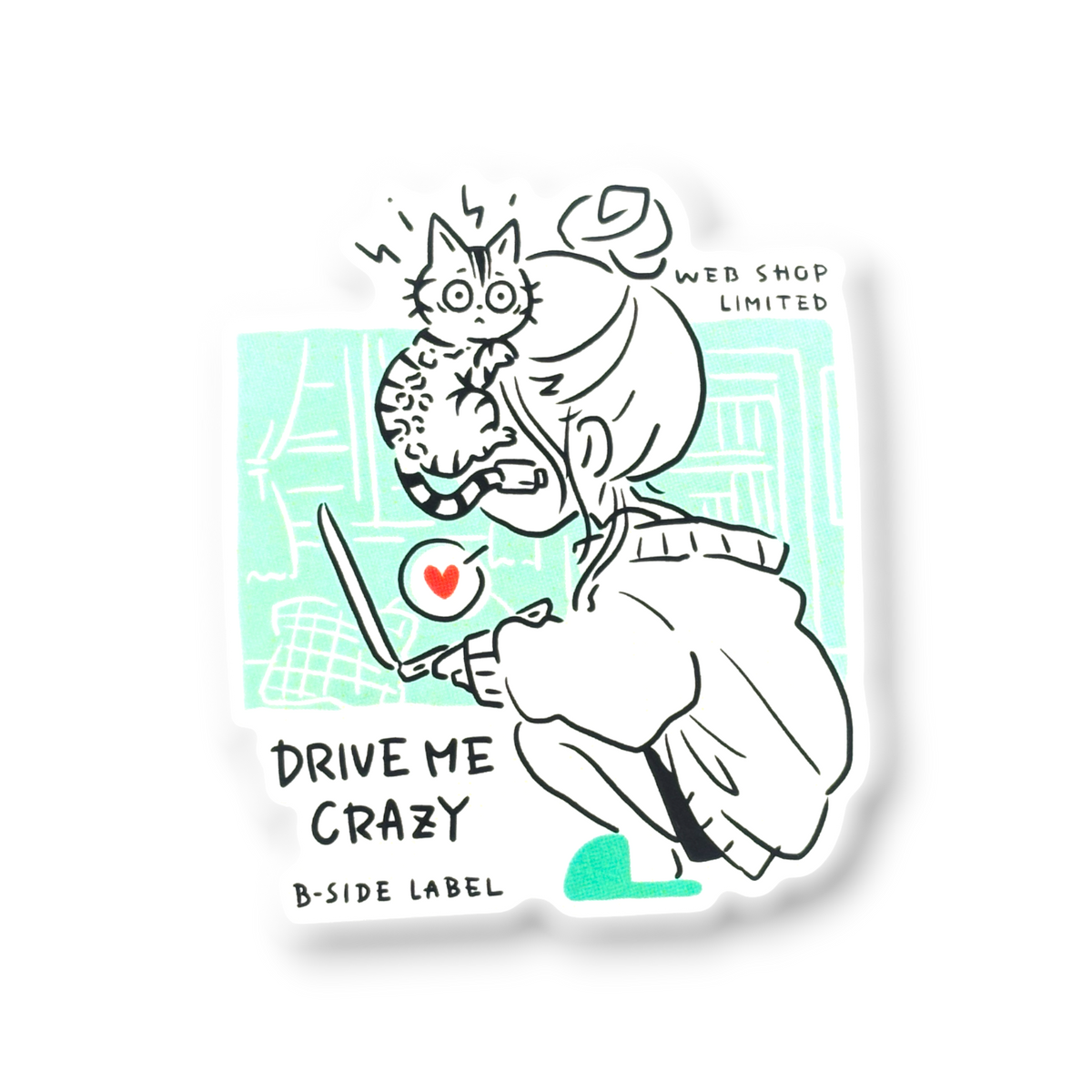 Cute Girl and Shy Kitten ✦ B-Side Label Sticker — visually confirmed original from the sticker folder