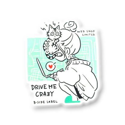 Cute Girl and Shy Kitten ✦ B-Side Label Sticker — visually confirmed original from the sticker folder