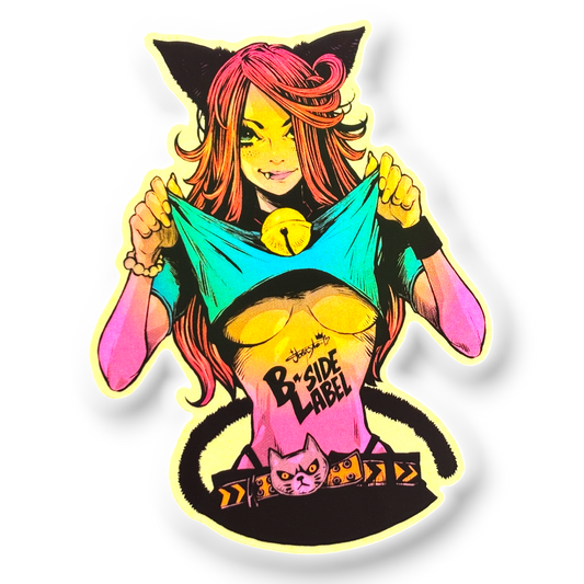 Playful Cat Girl ✦ B-Side Label Sticker