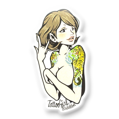 Topless Tattooed Woman ✦ B-Side Label Sticker — visually confirmed original from the sticker folder