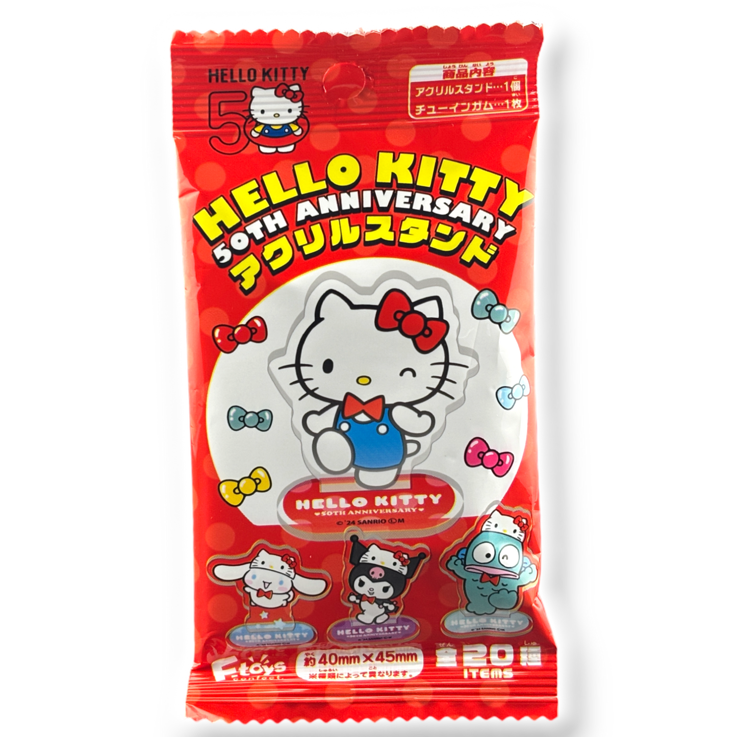 F-Toys ✦ Hello Kitty 50 aniversario: Soporte acrílico y chicle