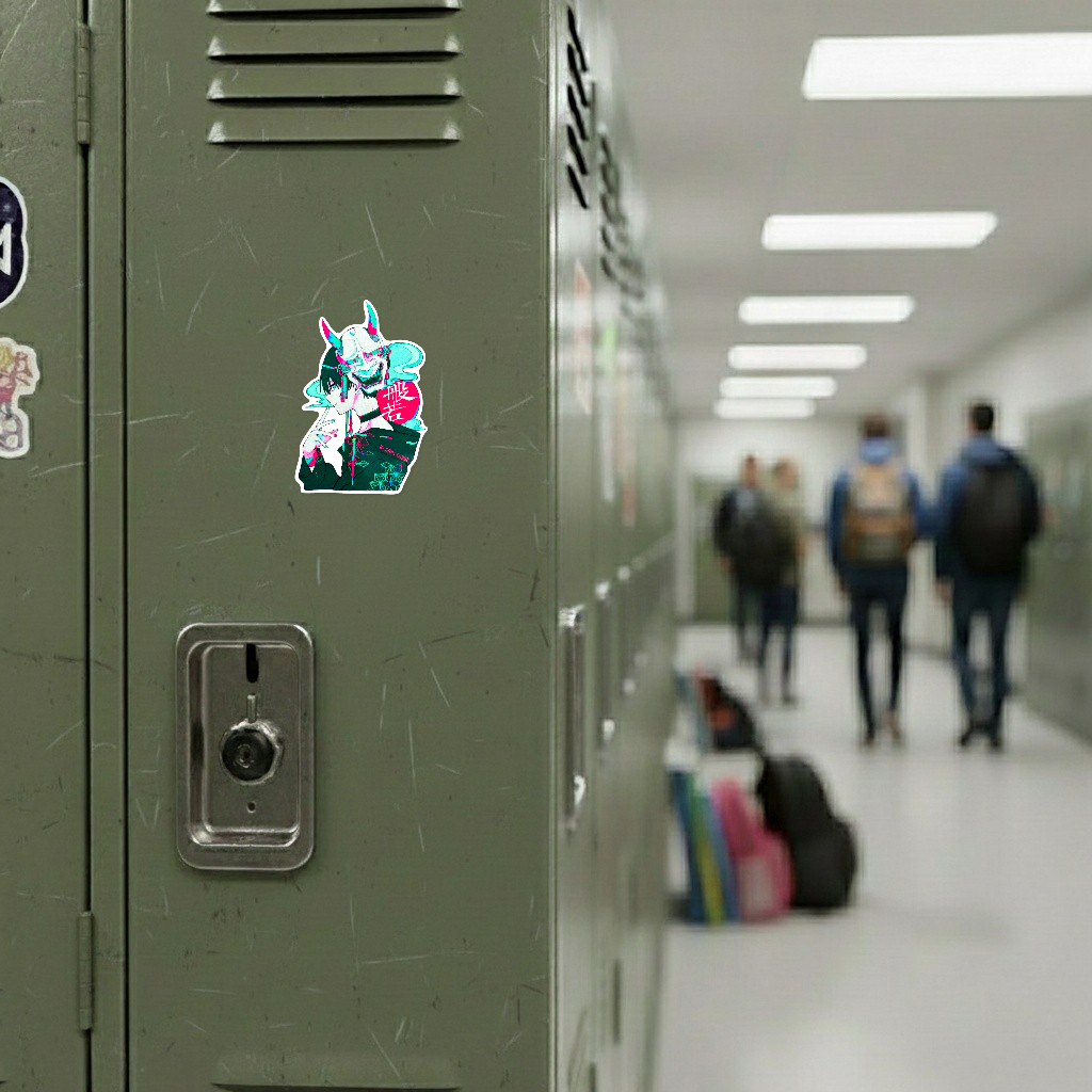 Stylish Boy Wearing Devil Mask ✦ B-Side Label Sticker