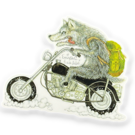 Wheelie Wolf Rider ✦ B-Side Label Sticker