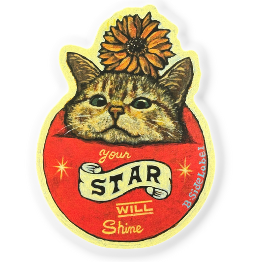 Cat & Sunflower Crown ✦ B-Side Label Sticker