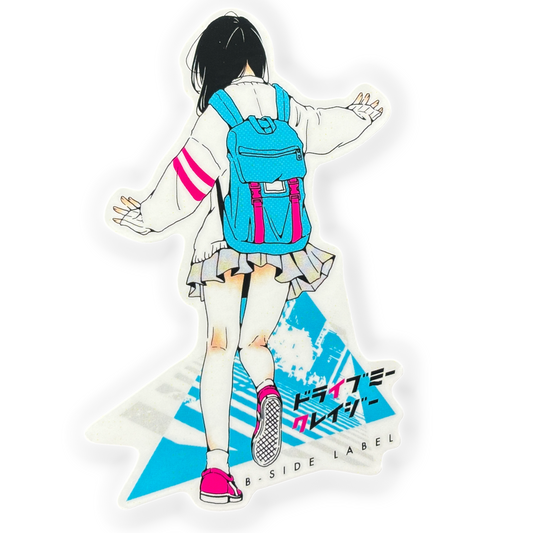 Blue Back Pack Girlie ✦ B-Side Label Sticker