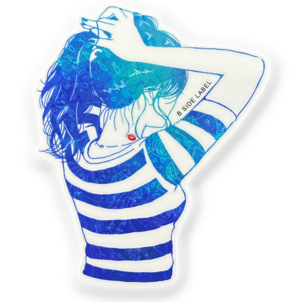 Striped T-Shirt & Ponytail ✦ B-Side Label Sticker — visually confirmed original from the sticker folder