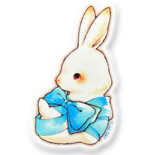 Fluffy Bunny Blue Ribbon  ✦ B-Side Label Sticker