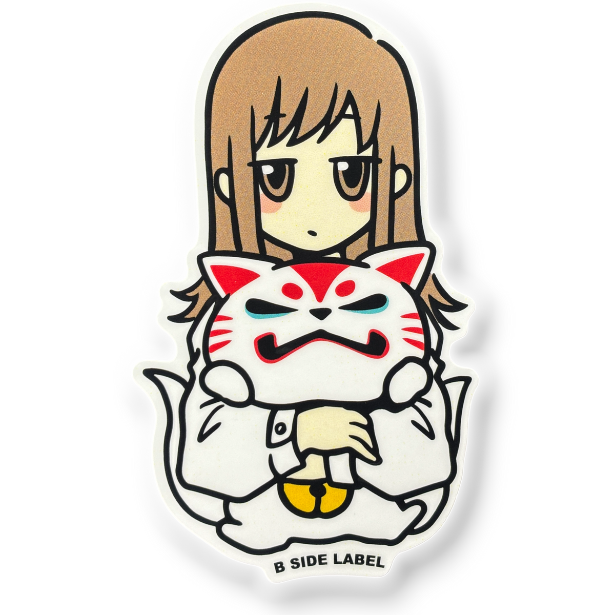 Cute Girl Holding Oinari ✦ B-Side Label Sticker — visually confirmed original from the sticker folder