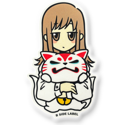 Cute Girl Holding Oinari ✦ B-Side Label Sticker — visually confirmed original from the sticker folder
