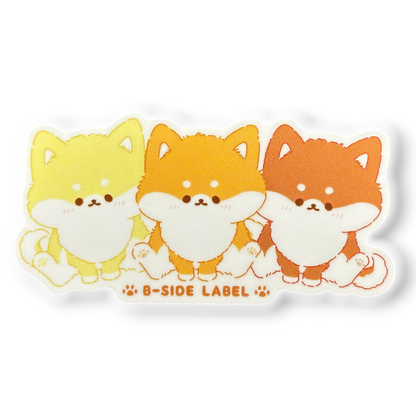 Fluffy Brown Puppy Trio ✦ B-Side Label Sticker — visually confirmed original from the sticker folder