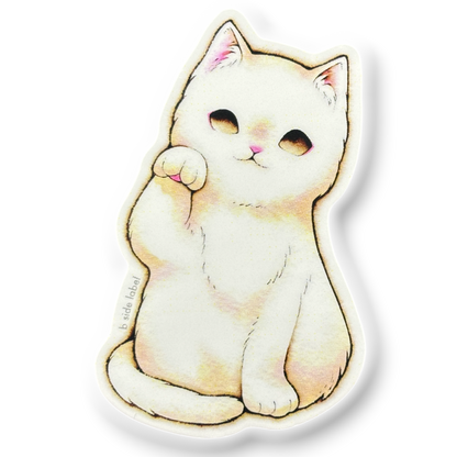 Fluffy Welcoming Cat ✦ B-Side Label Sticker — visually confirmed original from the sticker folder