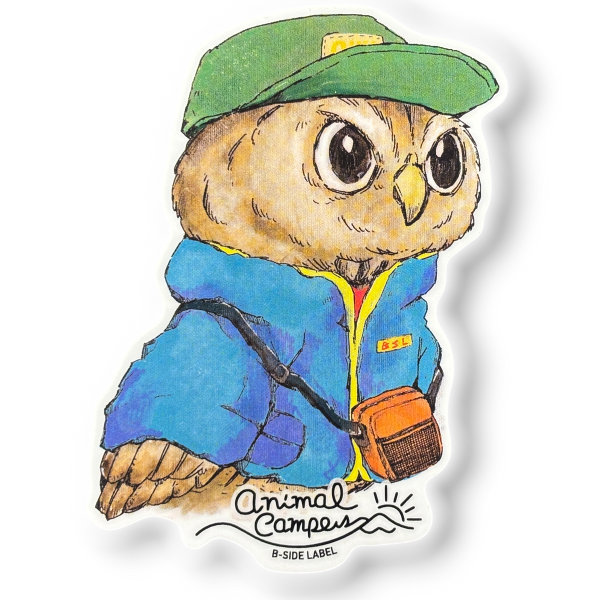 Cute Owl Camper ✦ B-Side Label Sticker — visually confirmed original from the sticker folder