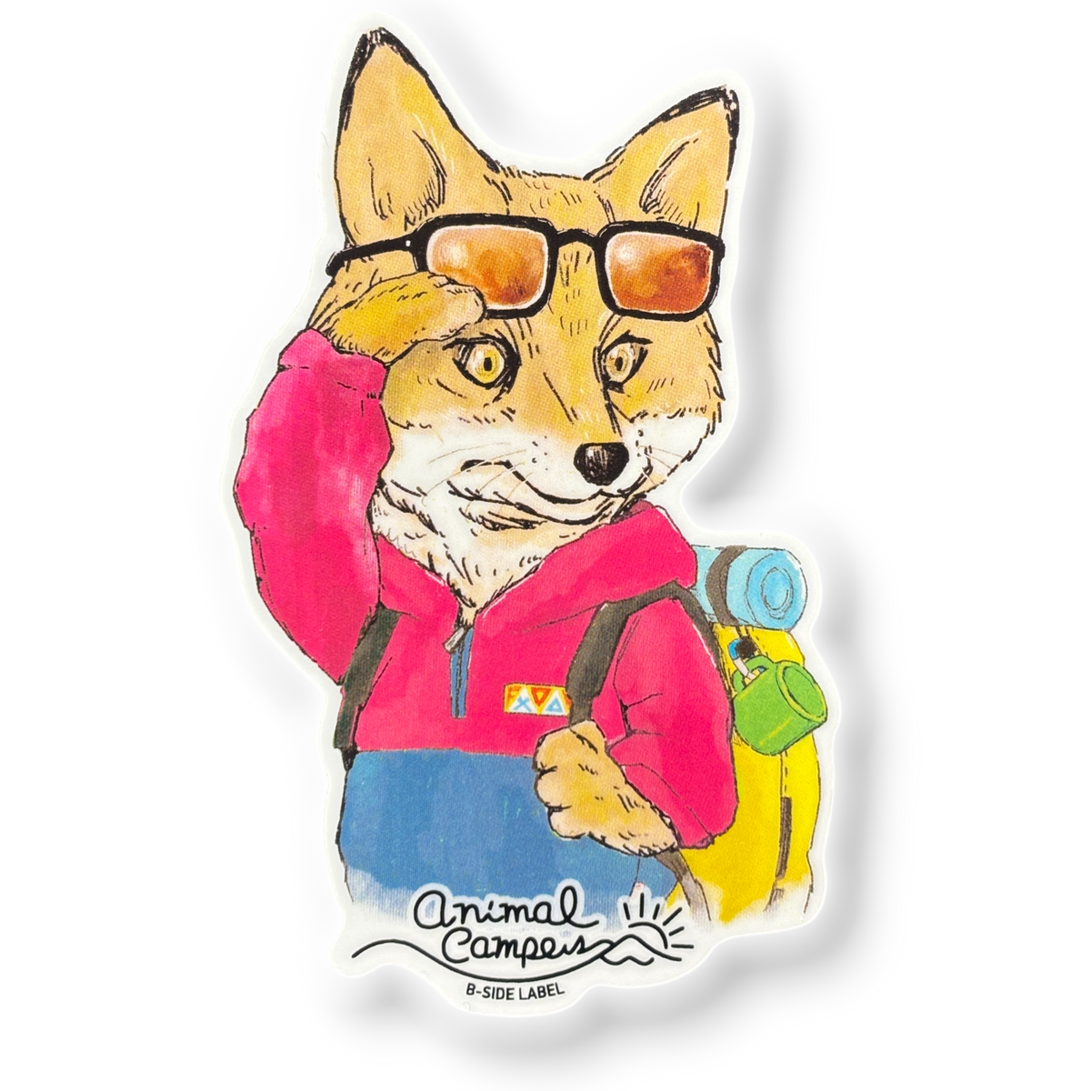 Cute Fox Camper ✦ B-Side Label Sticker — visually confirmed original from the sticker folder