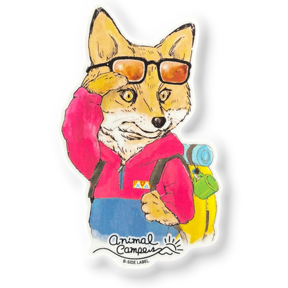 Cute Fox Camper ✦ B-Side Label Sticker — visually confirmed original from the sticker folder