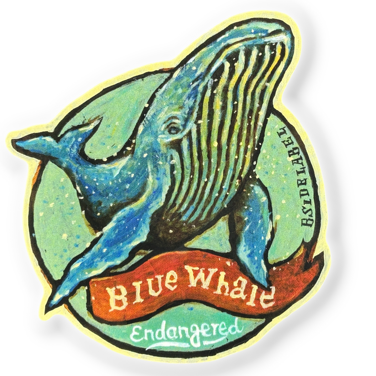 Blue Whale Endangered ✦ B-Side Label Sticker — visually confirmed original from the sticker folder