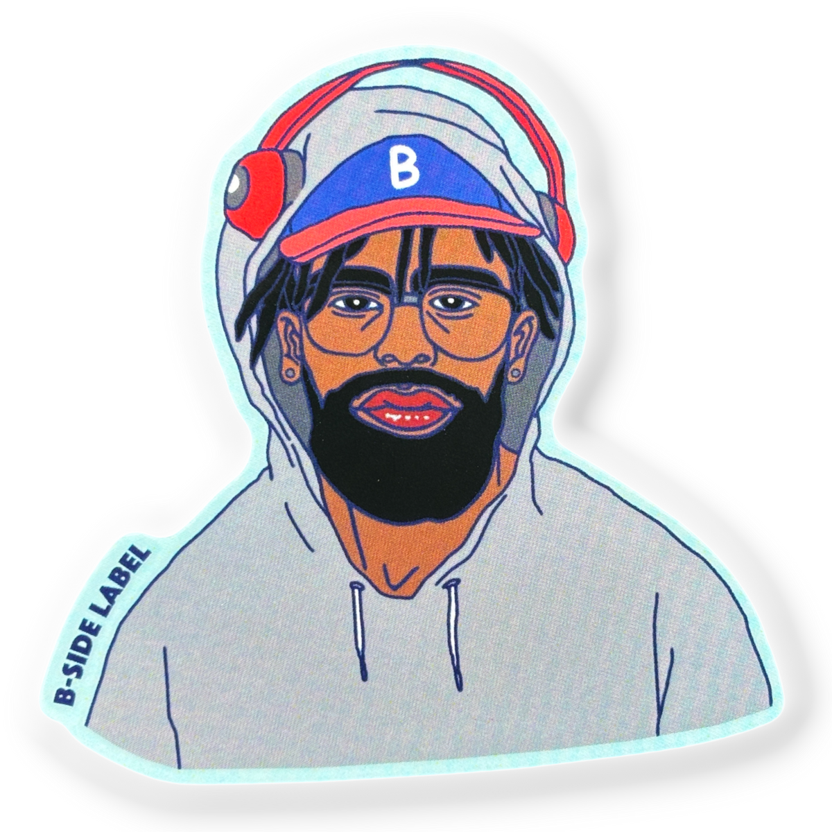 Hoodie, Beard, Ball Cap ✦ B-Side Label Sticker — visually confirmed original from the sticker folder