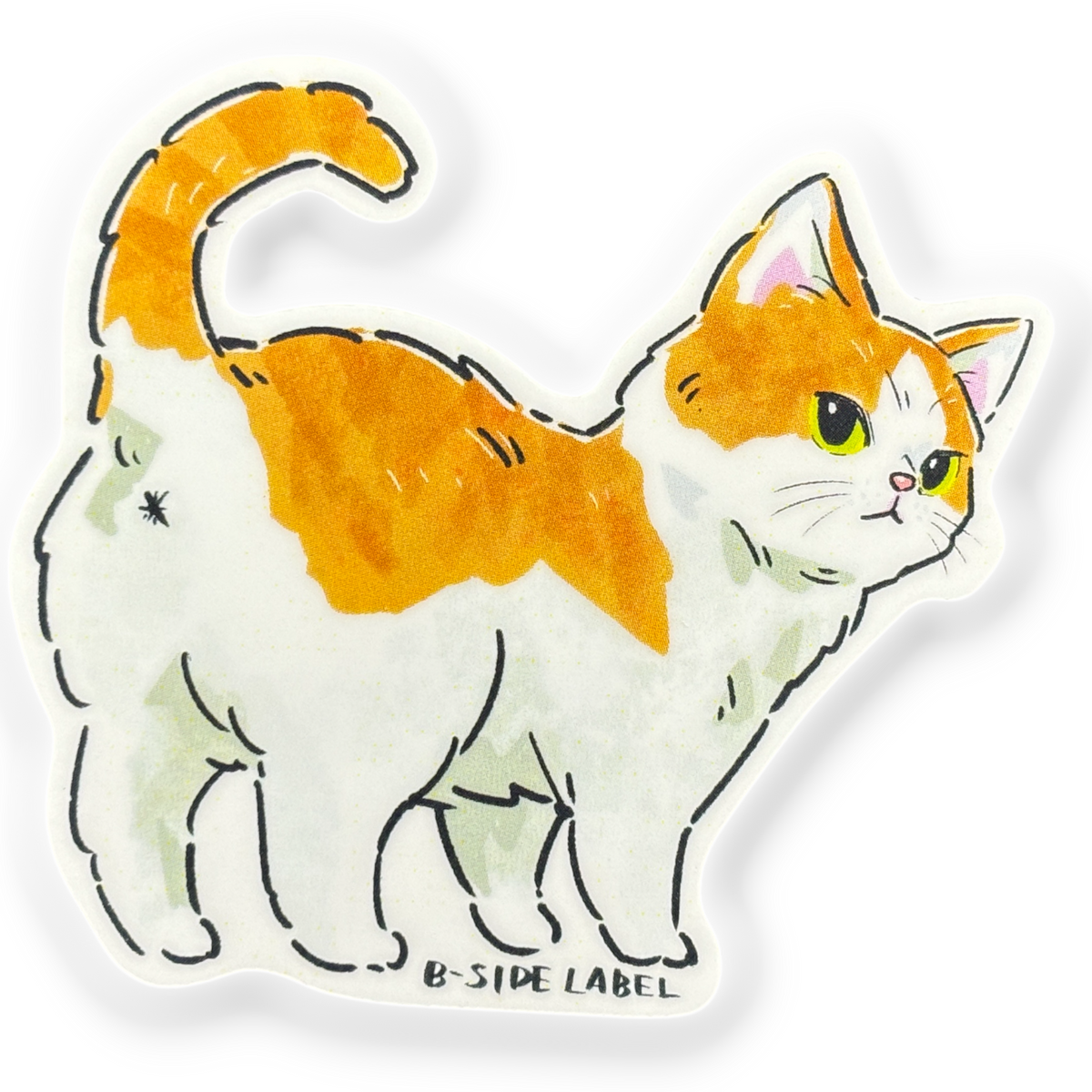 Cute Brown White Kitten Butt ✦ B-Side Label Sticker — visually confirmed original from the sticker folder