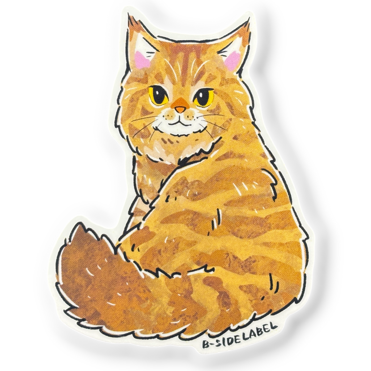 Cute Cat Looking Back ✦ B-Side Label Sticker — visually confirmed original from the sticker folder